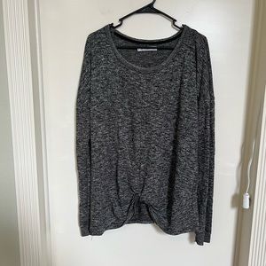 Maurice’s grey sweater with knot detail